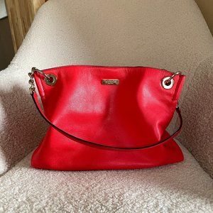 Kate Spade bright red leather shoulder chain tote